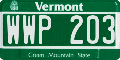 VT license plate WWP203