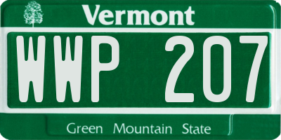 VT license plate WWP207