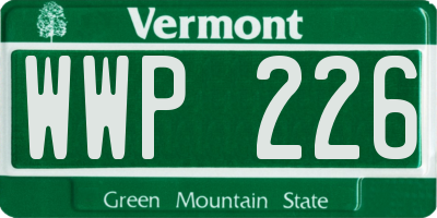 VT license plate WWP226