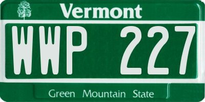 VT license plate WWP227