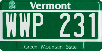 VT license plate WWP231