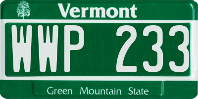 VT license plate WWP233