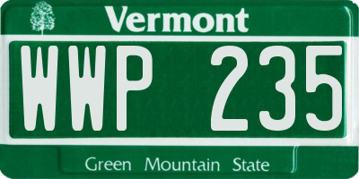 VT license plate WWP235