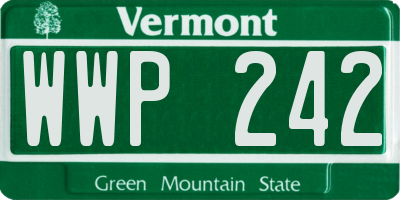 VT license plate WWP242