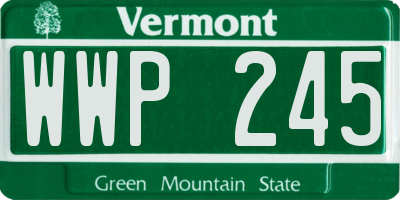 VT license plate WWP245