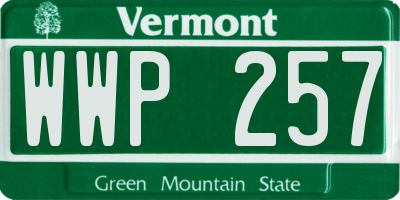 VT license plate WWP257