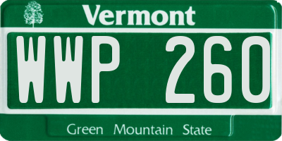VT license plate WWP260