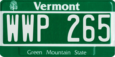 VT license plate WWP265