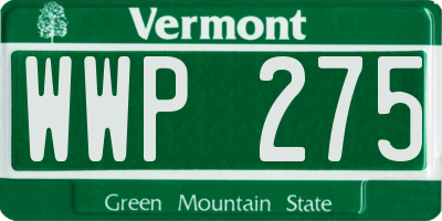 VT license plate WWP275