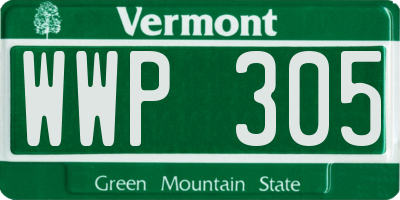 VT license plate WWP305