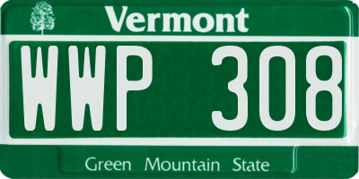 VT license plate WWP308