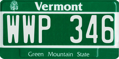 VT license plate WWP346