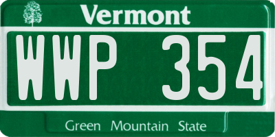VT license plate WWP354