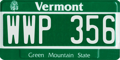 VT license plate WWP356