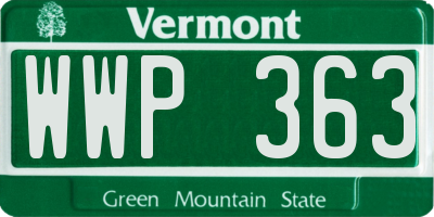 VT license plate WWP363