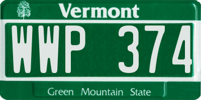 VT license plate WWP374