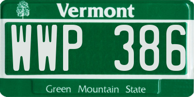 VT license plate WWP386
