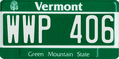 VT license plate WWP406