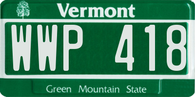 VT license plate WWP418