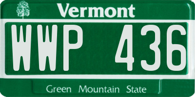 VT license plate WWP436