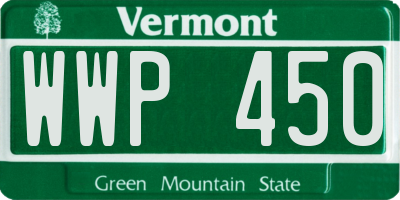 VT license plate WWP450