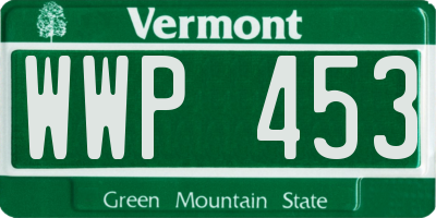 VT license plate WWP453