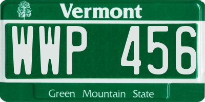 VT license plate WWP456