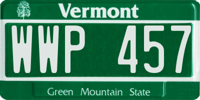 VT license plate WWP457