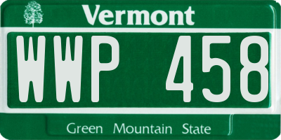 VT license plate WWP458