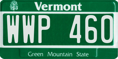 VT license plate WWP460