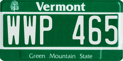 VT license plate WWP465