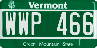VT license plate WWP466