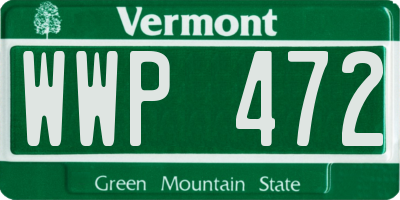 VT license plate WWP472