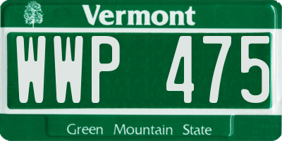 VT license plate WWP475