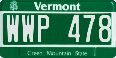 VT license plate WWP478