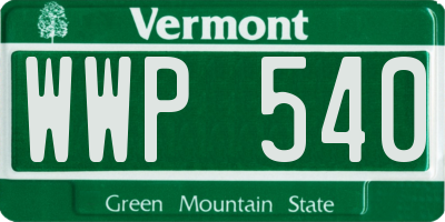 VT license plate WWP540