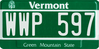 VT license plate WWP597