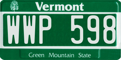 VT license plate WWP598