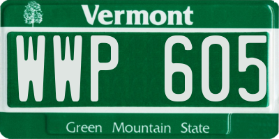 VT license plate WWP605