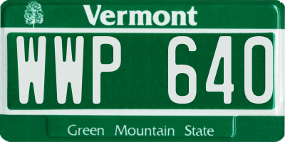 VT license plate WWP640