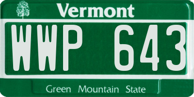VT license plate WWP643