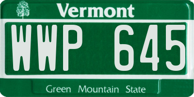 VT license plate WWP645
