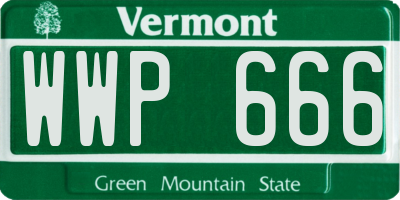 VT license plate WWP666