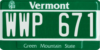 VT license plate WWP671