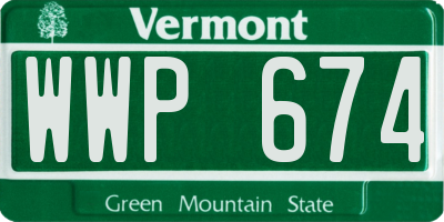 VT license plate WWP674