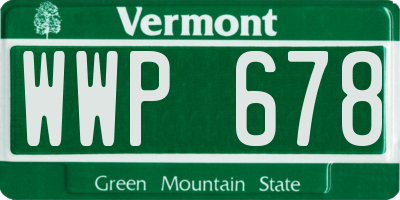 VT license plate WWP678