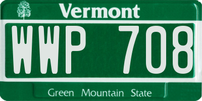 VT license plate WWP708