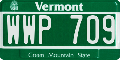VT license plate WWP709