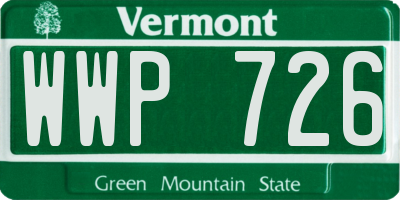 VT license plate WWP726