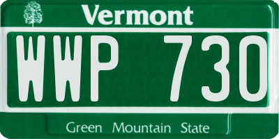 VT license plate WWP730